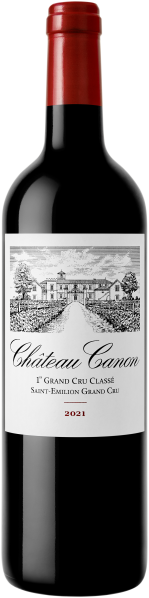 Eine elegante Weinflasche mit dunkelrotem Wein, schlichtem Etikett, rotem Kapselverschluss und einer Illustration eines Weinguts.