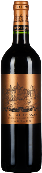 Dunkle Weinflasche mit bronzefarbenem Etikett, das ein detailliertes Schlossmotiv zeigt. Der Flaschenhals ist mit einer bronzefarbenen Folie verziert, die ebenfalls gestalterische Elemente aufweist.