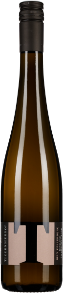 Braune Weinflasche mit schwarzem Drehverschluss und elegantem Etikett in Schwarz mit minimalistischen Schriftzügen in Weiß und Rosé.