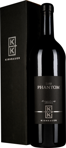 Schwarze Weinflasche mit passender, eleganter Geschenkbox.