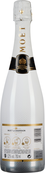 Elegante, weiße Champagnerflasche mit goldenen Akzenten und strukturiertem Design.