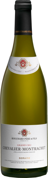 Grüne Weinflasche mit weißem Etikett und rotem Wappen.