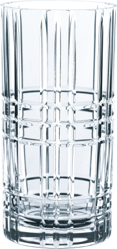 Elegantes Kristallglas mit geometrischem Schliffmuster, klar und stilvoll.