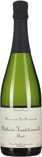 Grüne Sektflasche mit schwarzem Hals und beiger Etikettierung, die elegante Schriftzüge zeigt.