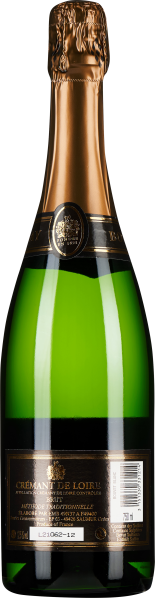 Grüne Sektflasche mit goldener Folienkappe und schwarzem Etikett.