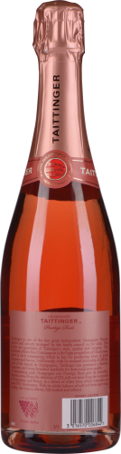 Rosé-Champagnerflasche mit metallischem Pink und goldenen Akzenten.