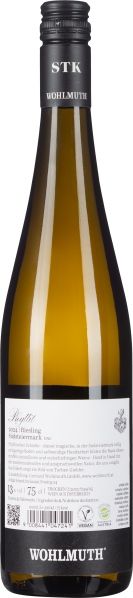 Braune Glasflasche mit schwarzem Schraubverschluss und weißem Etikett.