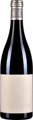 Flasche mit elegantem, dunkelblauem Glas, verziert mit einem silbernen, ornamental gestalteten Verschluss. Das Etikett ist schlicht und cremefarben, mit geprägten Schriftzügen.
