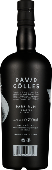 Schwarze Flasche mit mattem Finish und weißem Schriftzug, elegantes Design.