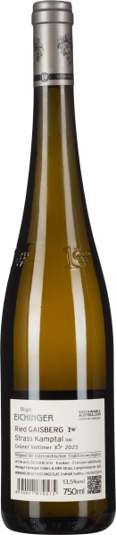 Grüne Weinflasche mit silbernem Schraubverschluss und elegantem Etikett.