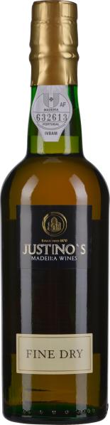 Grüne Weinflasche mit goldener Kapsel und einem Etikett, das einen schwarzen Hintergrund mit goldener Schrift zeigt. Das Etikett enthält ein elegantes Emblem und der Wein wirkt klar und bernsteinfarben.