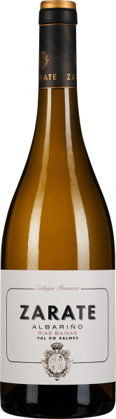 Flasche mit goldfarbenem Weißwein, schwarzer Kapsel und eleganten Etiketten in Weiß und Goldakzenten.
