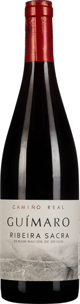 Dunkle Weinflasche mit roter Kapsel, elegantes Etikett in Schwarzweiß mit minimalistischer Gestaltung.