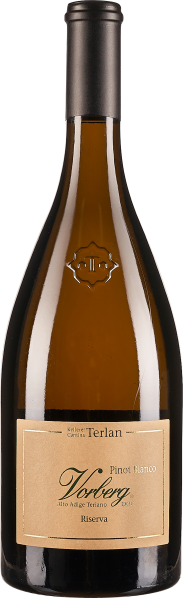 Eine elegante Weinflasche mit traditioneller Form und einem dezenten, beigen Etikett. Die Flasche hat einen dunklen Flaschenhals mit schlichtem Verschluss.