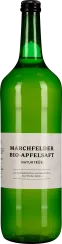 Grüne, durchscheinende Glasflasche mit schwarzem Schraubverschluss und einem weißen Etikett in minimalistischer Gestaltung.