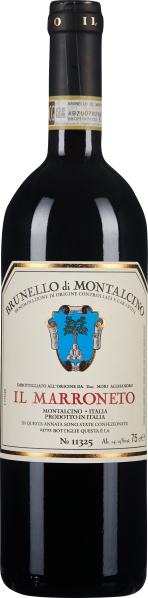 Dunkle Weinflasche aus Glas mit schwarzem Korken und goldener Banderole. Das Etikett ist mit einem Wappen in Blau und Gold verziert und zeigt Text in Schwarz und Rot.