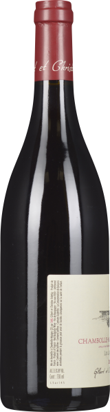 Weinflasche mit rotem Verschluss und cremefarbenem Etikett.