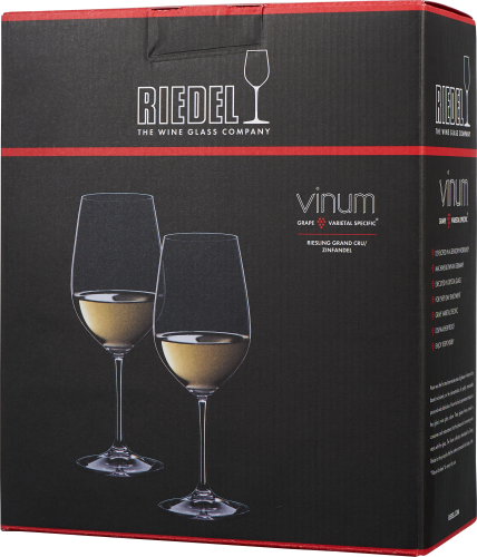 Schwarzer Karton mit Rotakzenten, zeigt zwei elegante Weingläser.