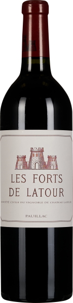 Dunkle Weinflasche mit rotem Kapselverschluss und einem weißen Etikett, das eine stilisierte Abbildung von Festungstürmen zeigt.