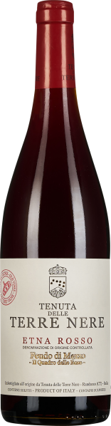 Flasche mit rotem Schraubverschluss, dunkler Glasfarbe und schlichtem Etikett in Cremefarben mit schwarzem und rotem Text.