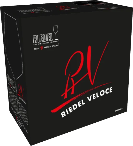 Eine schwarze Box mit stilisiertem, großem roten Schriftzug "RV" und weißem Text. Elegant gestaltet, deutet auf hochwertigen Inhalt hin.