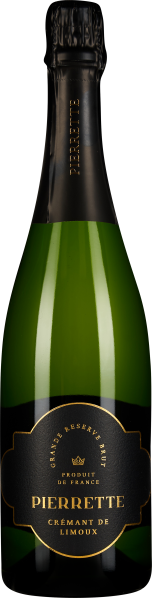 Die Abbildung zeigt eine Sektflasche mit grünem Glas und einem eleganten schwarzen Etikett. Das Design ist schlicht und edel, mit goldener Schrift, das Etikett betont die Herkunft und Qualität.