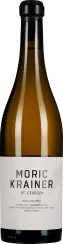 Klarglasflasche mit elegantem Etikett in Weiß und minimalistischem Design; kontrastreiche schwarze Schrift; schwarzer Verschluss.