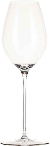 Kristallweinglas mit elegantem, langem Stiel und sanft gerundeter, klar durchsichtiger Kelchform. Ideal für stilvolles Trinken von Weiß- oder Rotwein.