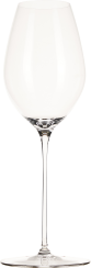 Kristallweinglas mit elegantem, langem Stiel und sanft gerundeter, klar durchsichtiger Kelchform. Ideal für stilvolles Trinken von Weiß- oder Rotwein.