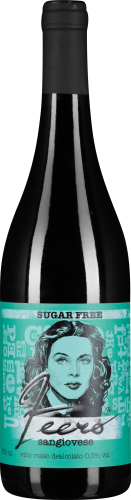 Die Flasche hat ein schwarzes Etikett mit türkisfarbenen Elementen und zeigt die Illustration eines Gesichts im Retro-Stil. Der Schriftzug darauf ist stilisiert, mit einem modernen, künstlerischen Design. Der Flaschenhals ist schwarz.