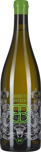 Weinflasche mit olivgrünem Glanz, verziert mit weißen floralen und dekorativen Motiven und einem leuchtend grünen Flaschenkorken.