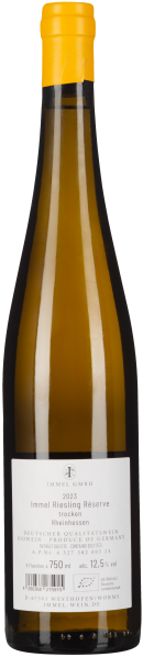 Klarglasflasche mit gelbem Verschluss und schlichtem weißen Etikett.