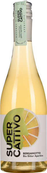 Eine schlanke Flasche mit silbernem Schraubverschluss, gefüllt mit einer hellgelben Flüssigkeit. Das Etikett zeigt ein schlichtes, modernes Design mit einer stilisierten Zitrusscheibe in Orange- und Gelbtönen.