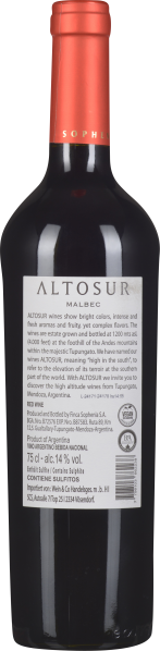 Weinflasche mit rotem Verschluss, elegantes Etikett, tiefrote Flüssigkeit sichtbar.