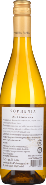 Goldene Flasche, schlanke Silhouette, elegantes Etikett mit schwarzem Text.