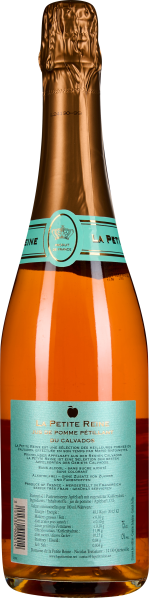 Flasche mit kupferfarbenem Sekt, türkisem Etikett und goldenem Folienverschluss.