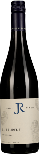 Schlanke Weinflasche mit dunkelblauem Etikett und Kapsel, elegantes Design.