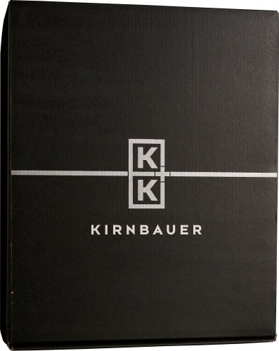 Schwarze Box mit stilvollem silbernem Logo und minimalistischer Liniengrafik.