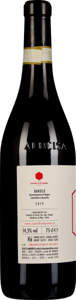 Dunkle Weinflasche mit cremefarbenem Etikett; elegantes und minimalistisches Design.