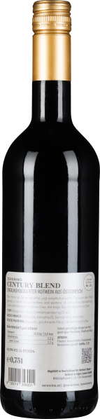 Dunkle Weinflasche mit goldenem Schraubverschluss und weißem Etikett.