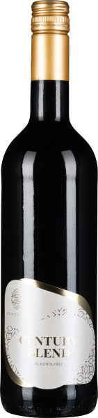 Dunkle Weinflasche mit goldfarbenem Schraubverschluss und elegantem silbernem Etikett, verziert mit filigranen Mustern und goldenen Akzenten.