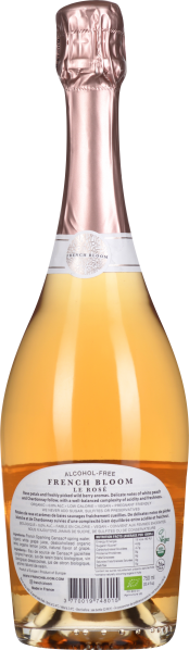 Roséfarbene Flasche mit eleganter rosa Folie auf dem Flaschenhals.