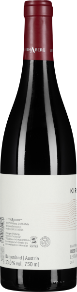 Weinflasche mit rotem Verschluss und elegantem, cremefarbenem Etikett.