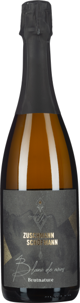 Braun-goldene Schaumweinflasche mit schwarzem Etikett, elegant und modern gestaltet.