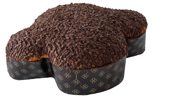 Fein verzierter Schokoladenkuchen in Blumenform auf weißem Teller.