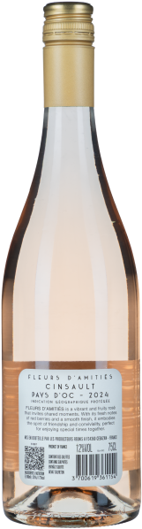 Klare roséfarbene Weinflasche mit goldenem Schraubverschluss.