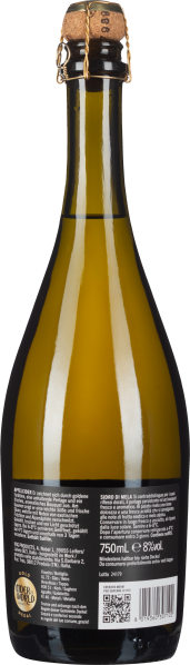 Grüne Glasflasche mit Korkverschluss und schwarzem Etikett, fasst 750 ml.