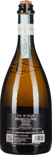 Braune Flasche mit heller Banderole, schwarzem Etikett und Korkverschluss.