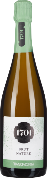 Grüne Sektflasche mit goldenem Inhalt und minimalistischen Etiketten.