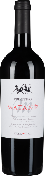 Dunkle Weinflasche mit schlichtem Etikett, schwarzer Kapsel und rotem Schriftzug.